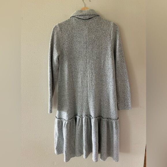 Anthropologie Moth Eira Drop Waist Turtleneck Grey Oversized Sweater Dress S - Picture 6 of 8